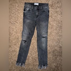 Free People size 24 denim jeans black fringe